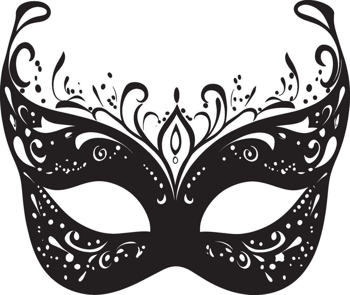 Mardi gras mask silhouette black illustration vector