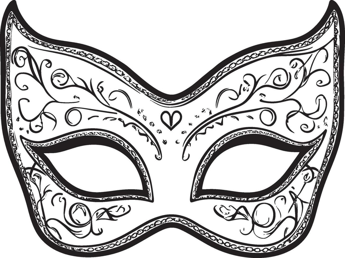 Mardi Gras mask outline in black style vector