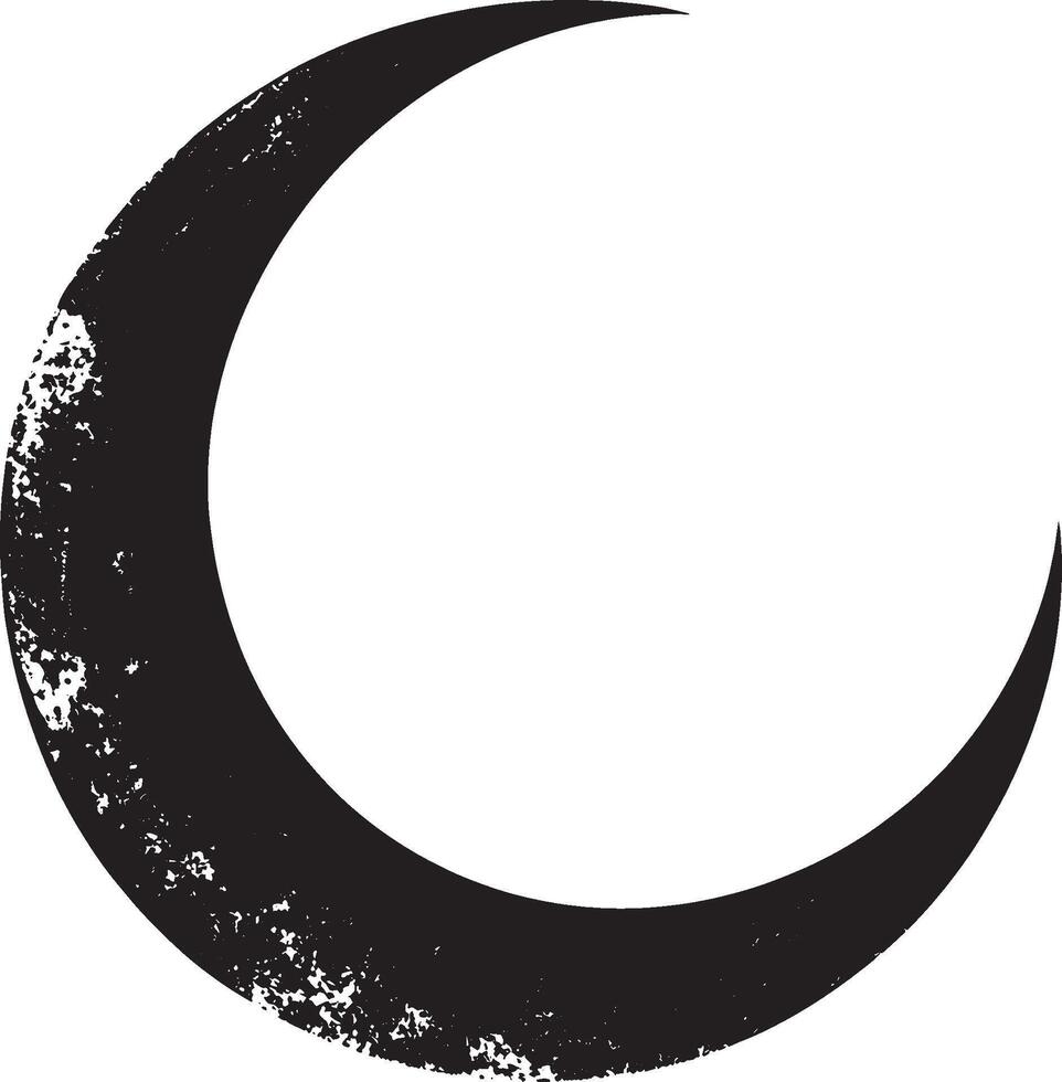 Black illustration of a crescent moon shape and Eid Mubarak concept silhouette vector