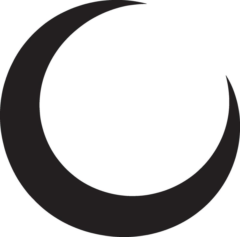 Crescent moon shape and Eid Mubarak concept silhouette in black style vector