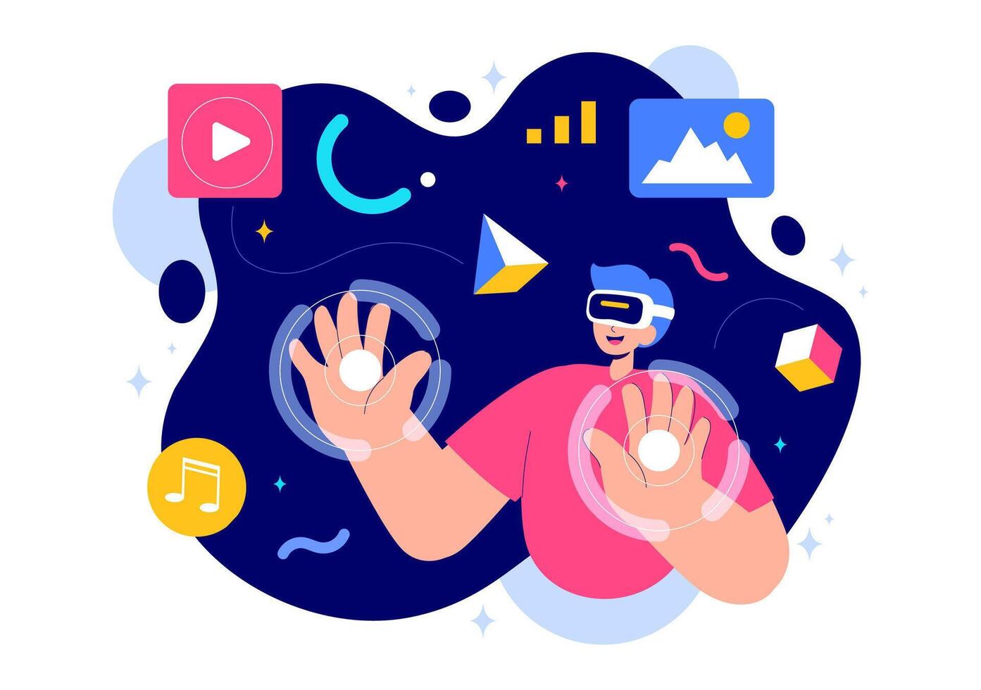 Metaverse Dreams a Artwork of a Person Experiencing Virtual Reality vector