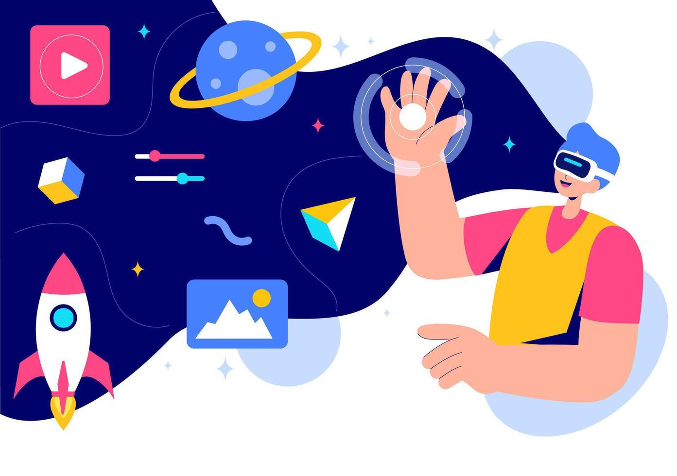 Metaverse and Beyond a Image Exploring the Future of Virtual Reality vector