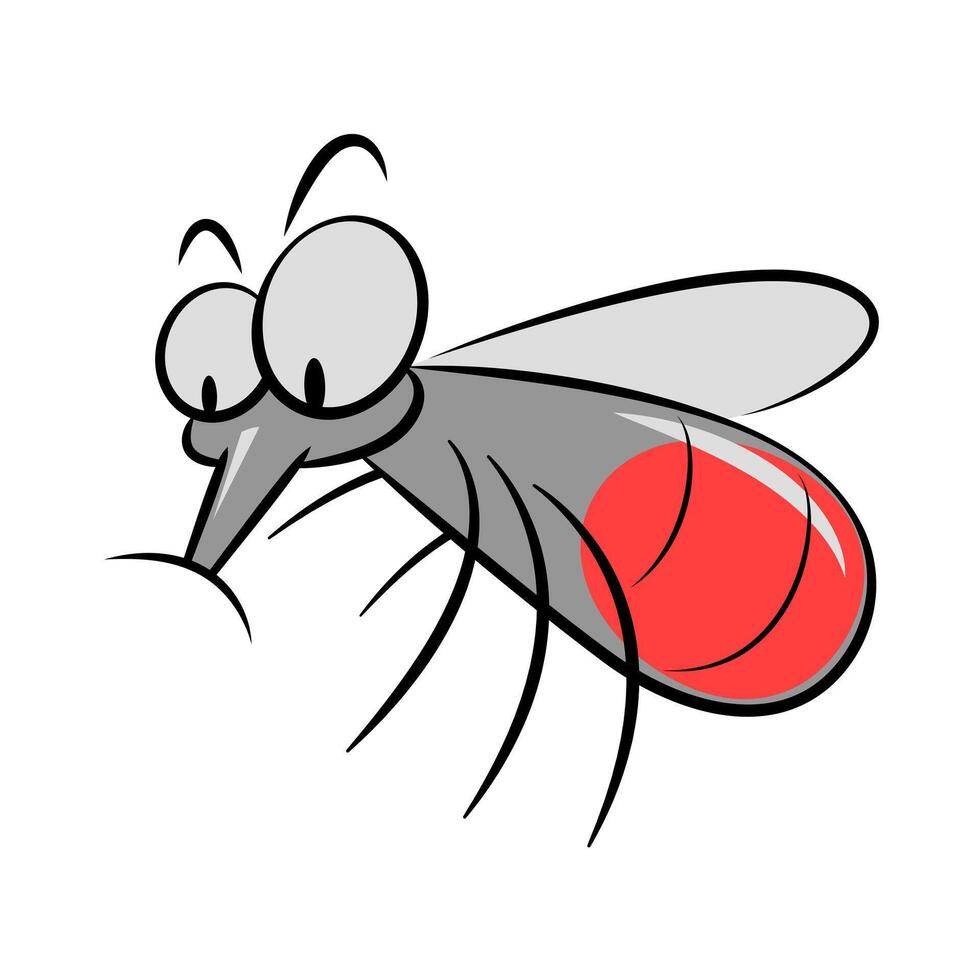 Cartoon drawing of a mosquito sucking blood. vector