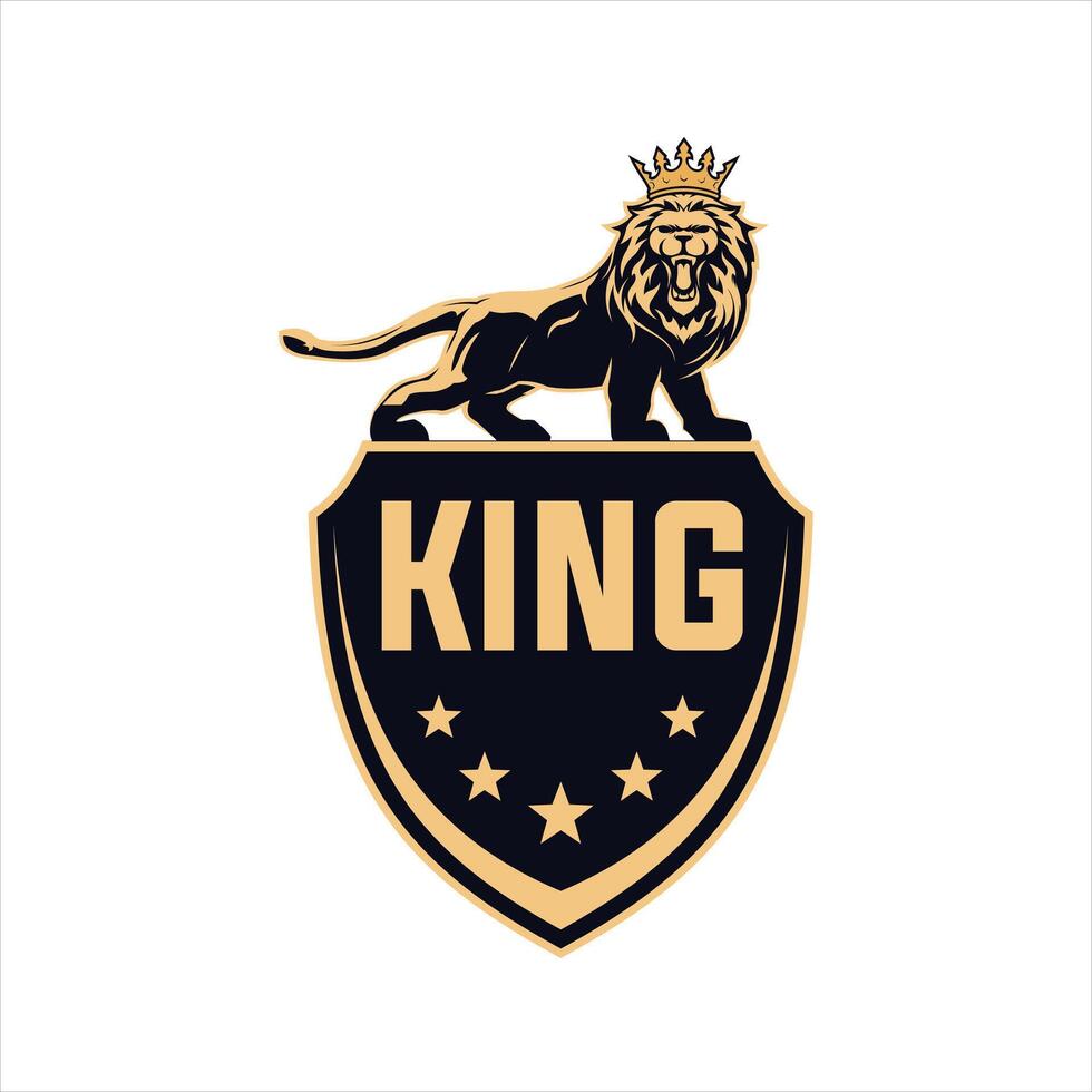 The king logo is shown in gold and black vector