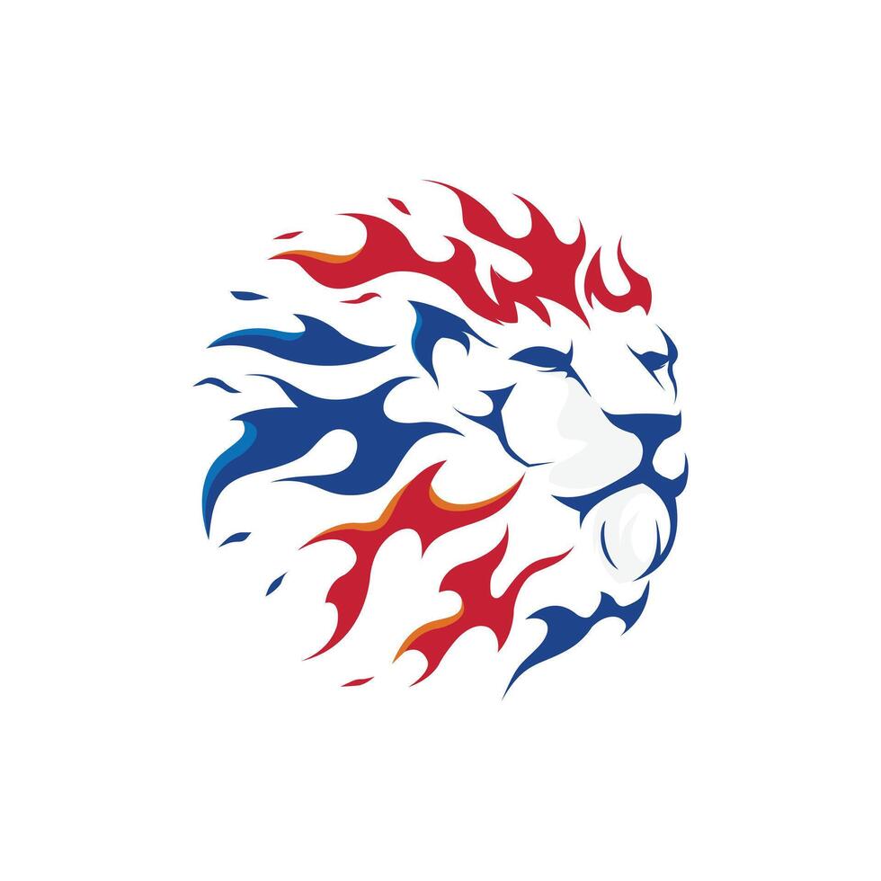 The lion head logo is made up of flames vector