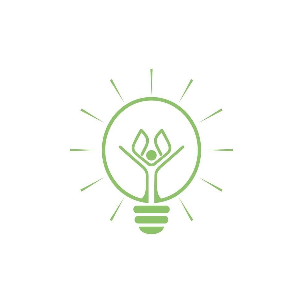 A green light bulb with a hand inside it vector