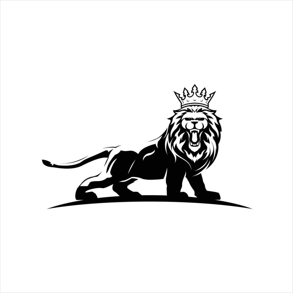 Lion with crown logo design vector