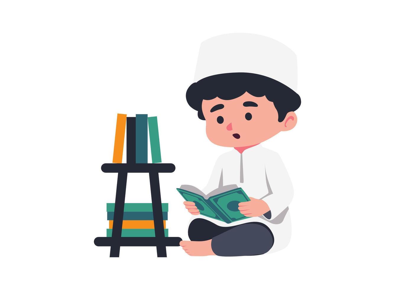 Illustration of an Muslim Kids Reading The Quran vector