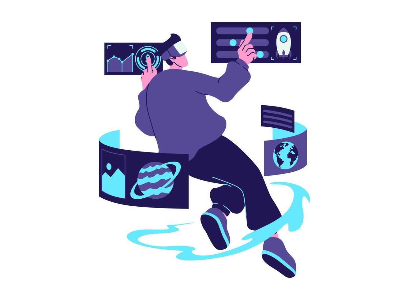 Illustration of an Metaverse Virtual Reality Hologram vector