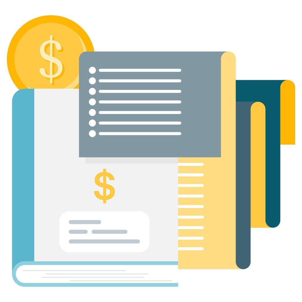 bookkeeping, illustration of bookkeeping and monthly expense reports vector