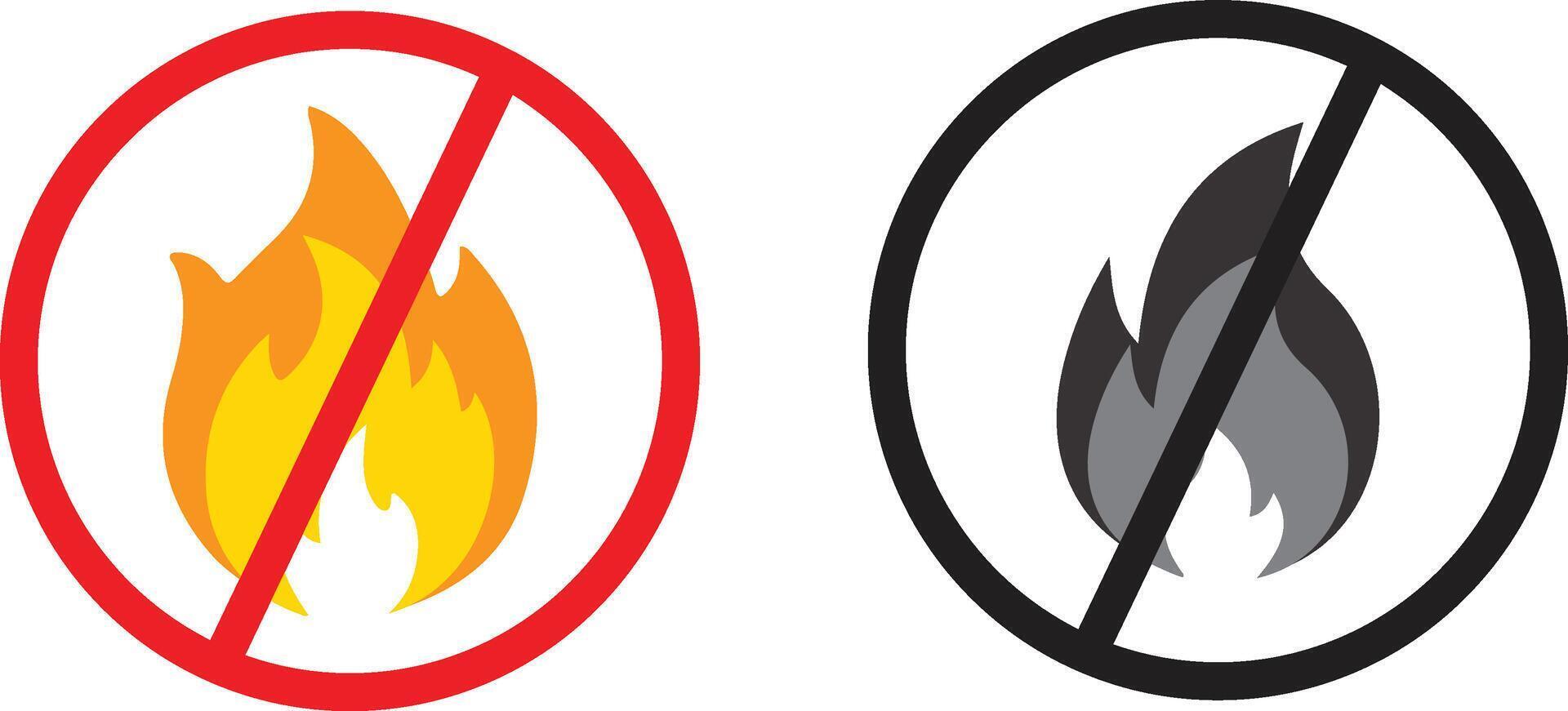 Fire Prohibition Sign in Red and Black vector