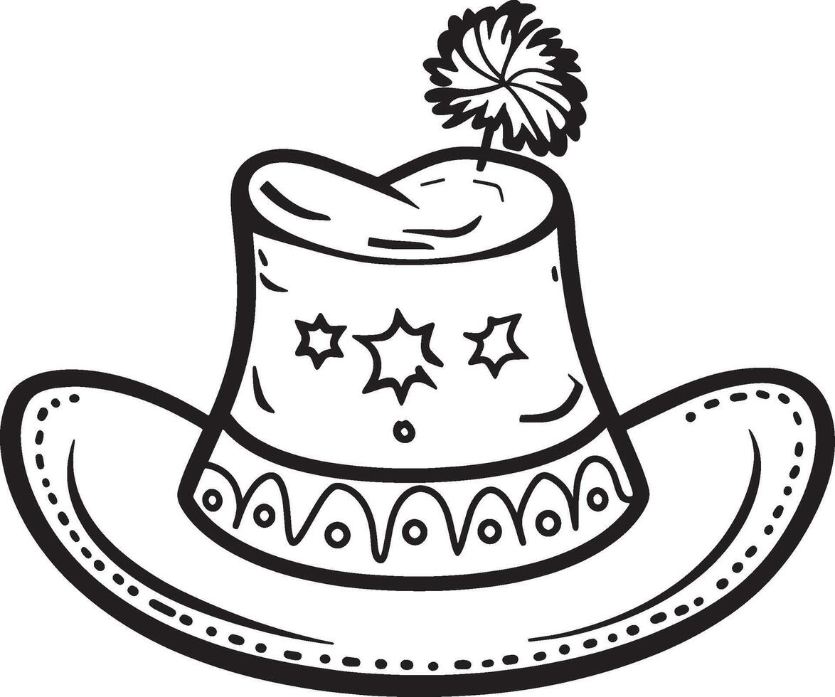 Minimalist black outline of a clean, simple decorated Mardi Gras hat vector
