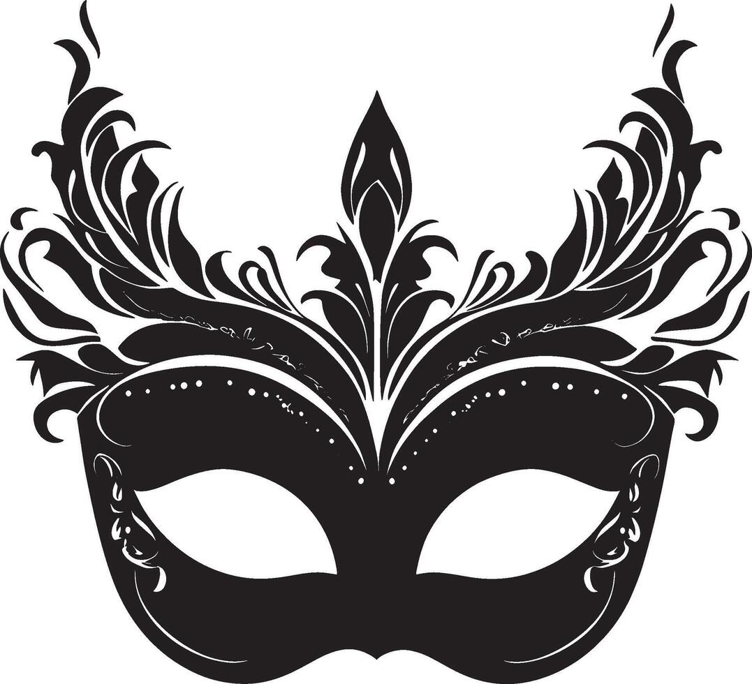 Mardi Gras mask silhouette in black style vector