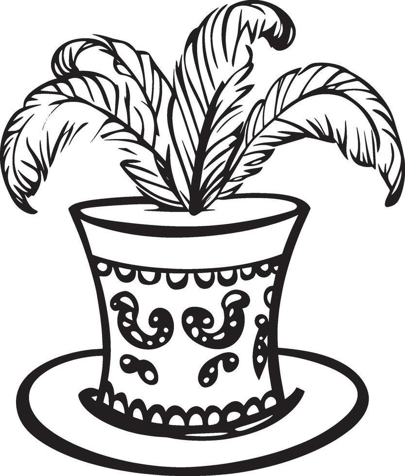 Decorated hat for Mardi Gras icon outline in black style, clean and simple vector