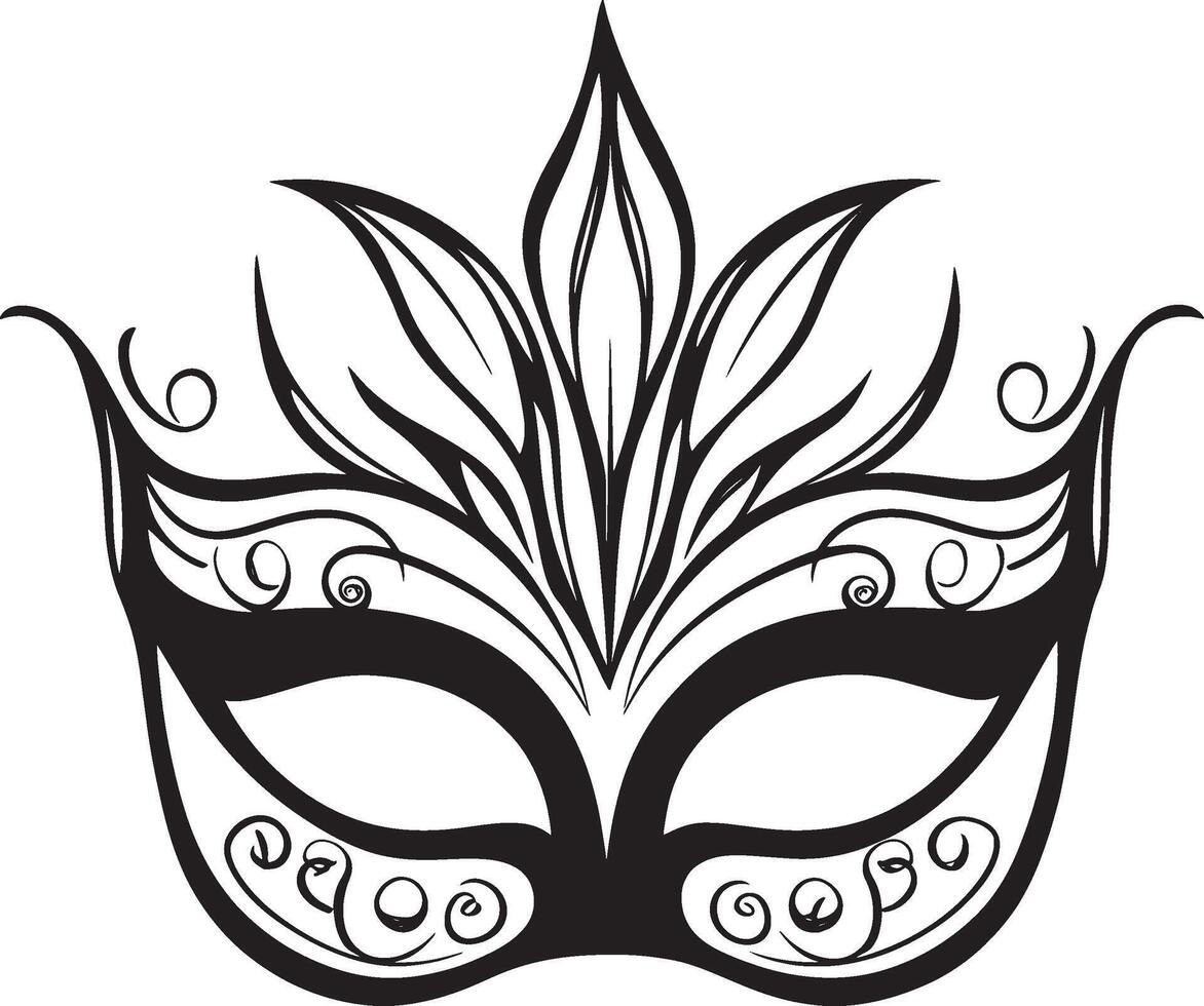 Mardi gras mask icon outline black illustration vector