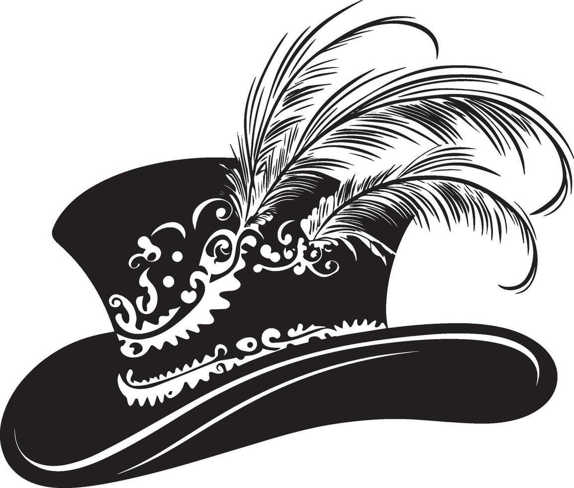 decorated hat for mardi gras clean simple icon silhouette black illustration vector