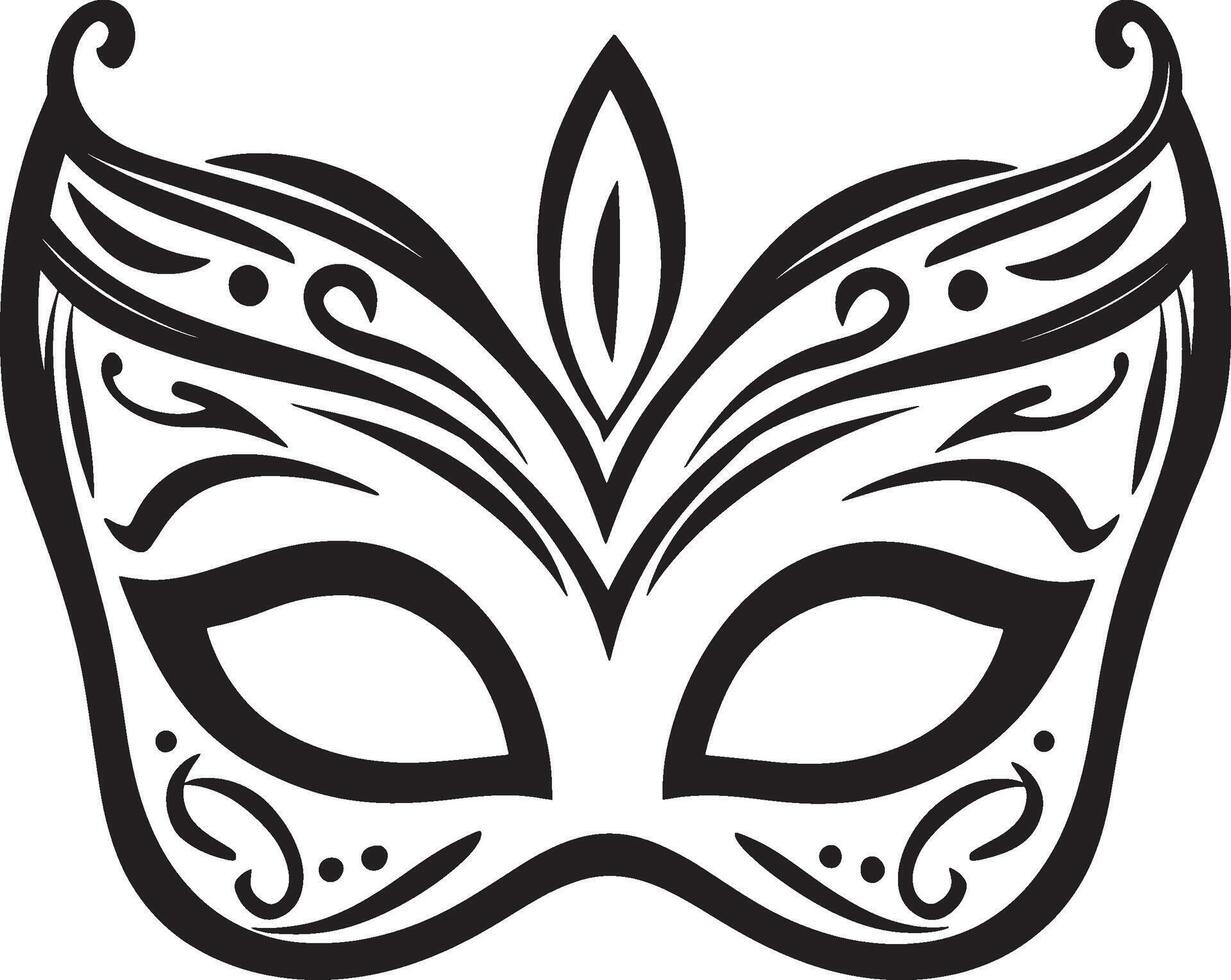 Mardi Gras mask icon outline in black style vector