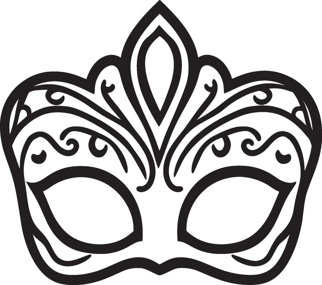 Mardi Gras mask icon in black line style vector