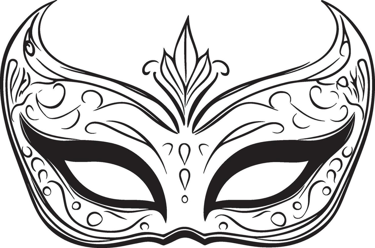 A stylish black and white mask with intricate embellishments for a carnival. vector