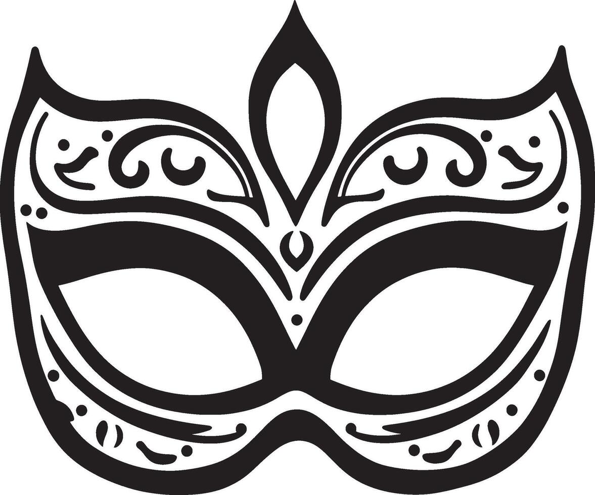 Mardi gras mask icon linear black illustration vector