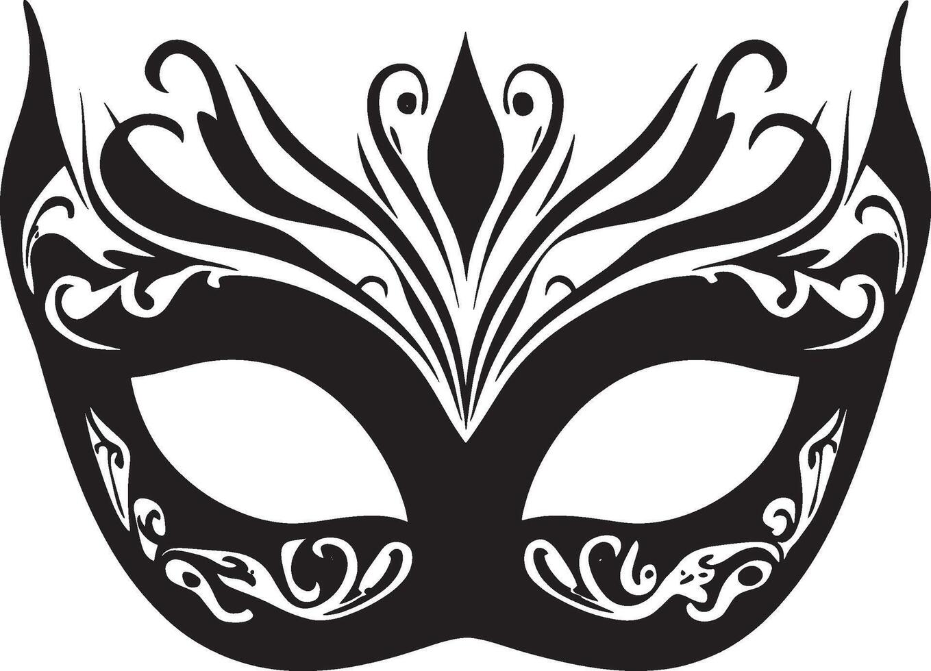 Mardi Gras mask silhouette in black style, clean and simple vector