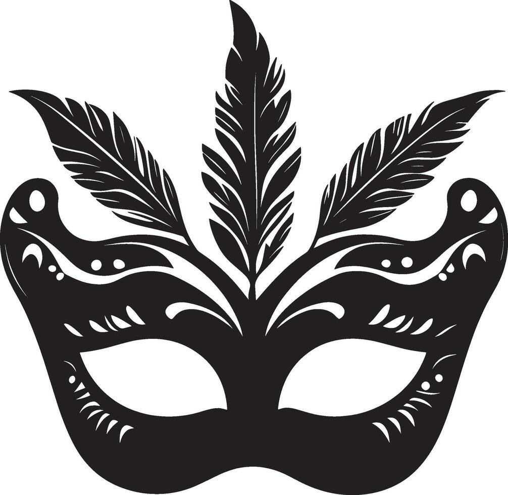 Black illustration of a clean, simple Mardi Gras mask silhouette vector