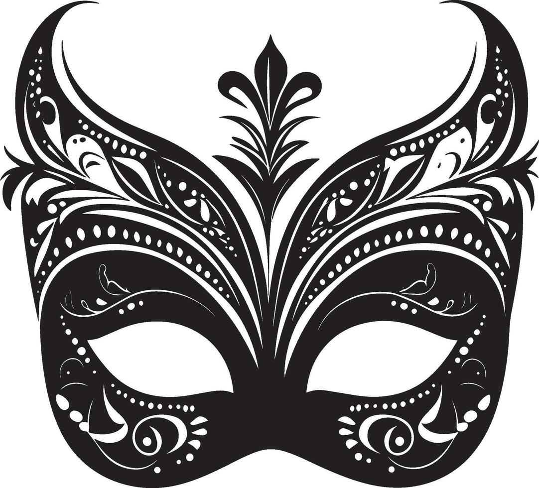 Minimalist black icon of a Mardi Gras mask vector