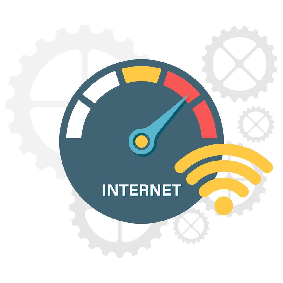 internet speed meter, illustration of network and internet vector