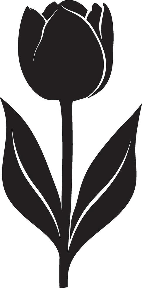 Black illustration of a tulip flower in a clean, simple icon outline vector