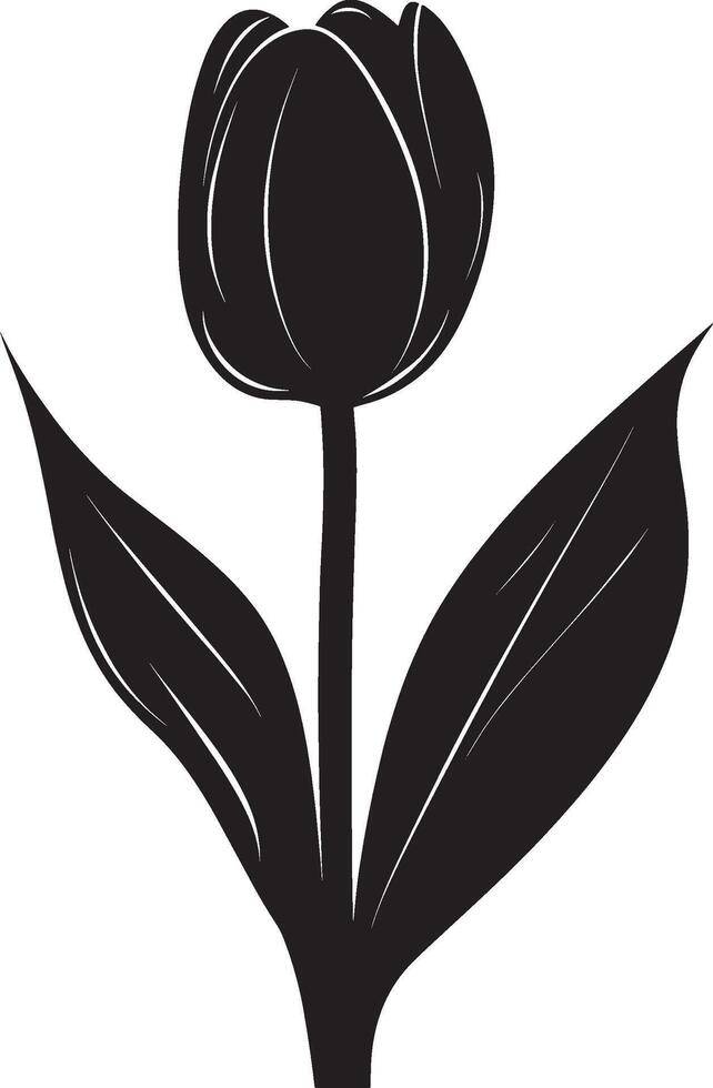 Simple black illustration of a tulip flower silhouette vector