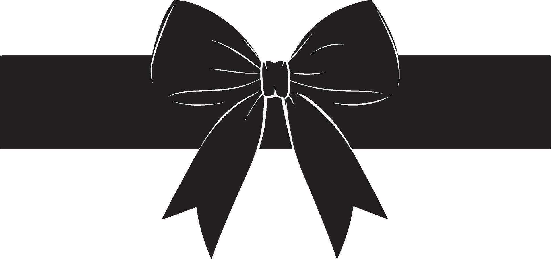 A minimalist black silhouette of a gift ribbon and bow. vector