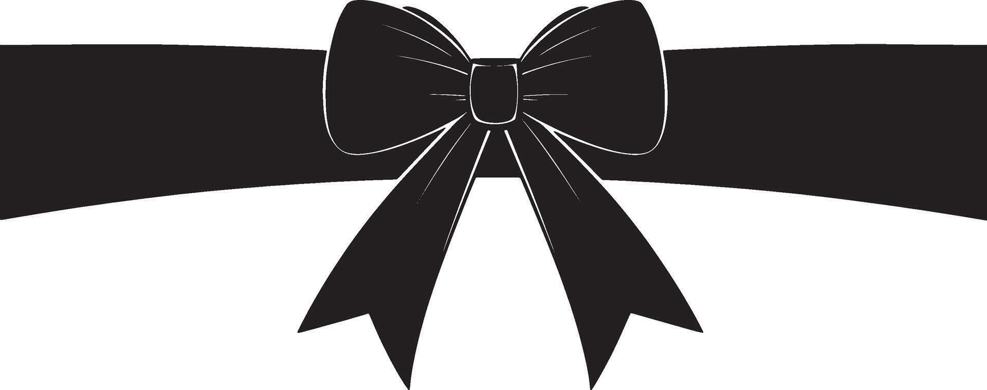 black ribbon with bow on white background vector