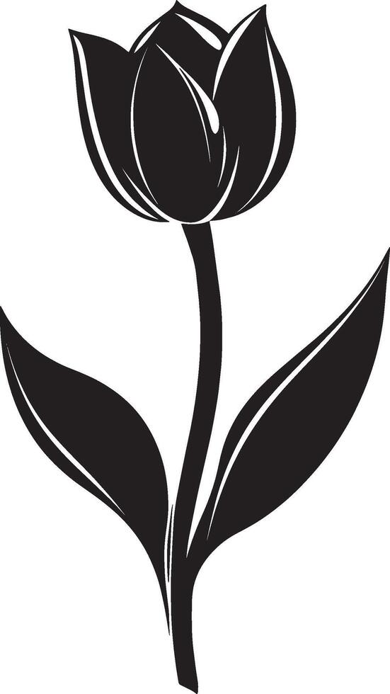 Clean and simple silhouette of a tulip flower in black format vector