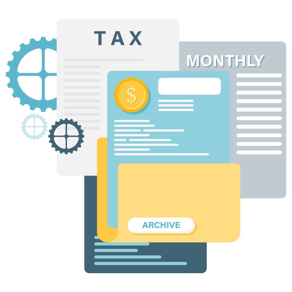 financial document archiving, report and financial illustrations vector