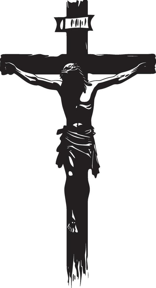 Crucifix cross silhouette black illustration vector