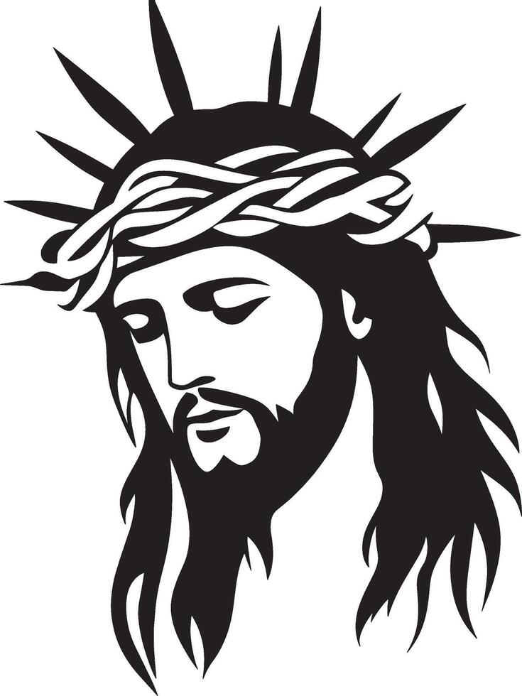 jesus christ with crown of thorns on his head vector