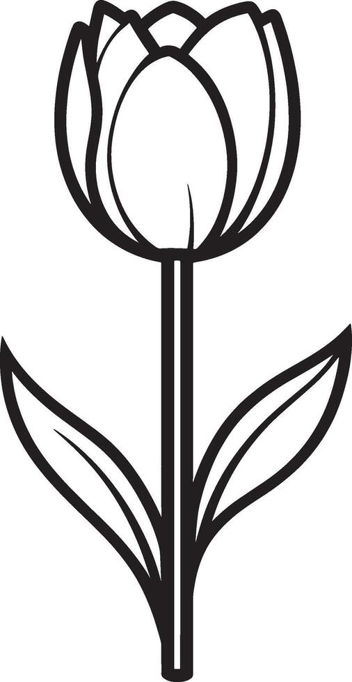 Tulip flower icon outline in black style, clean and simple vector