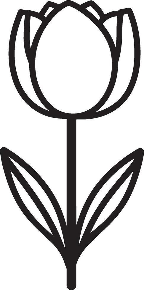 Simple black illustration of a tulip flower icon outline vector