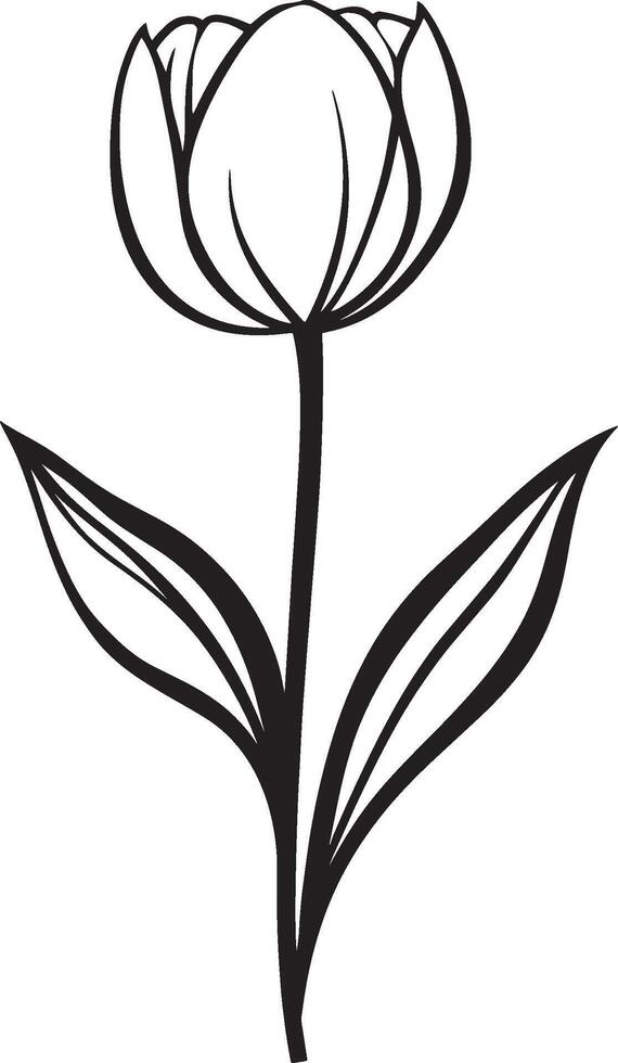 Tulip flower clean simple icon outline black illustration vector