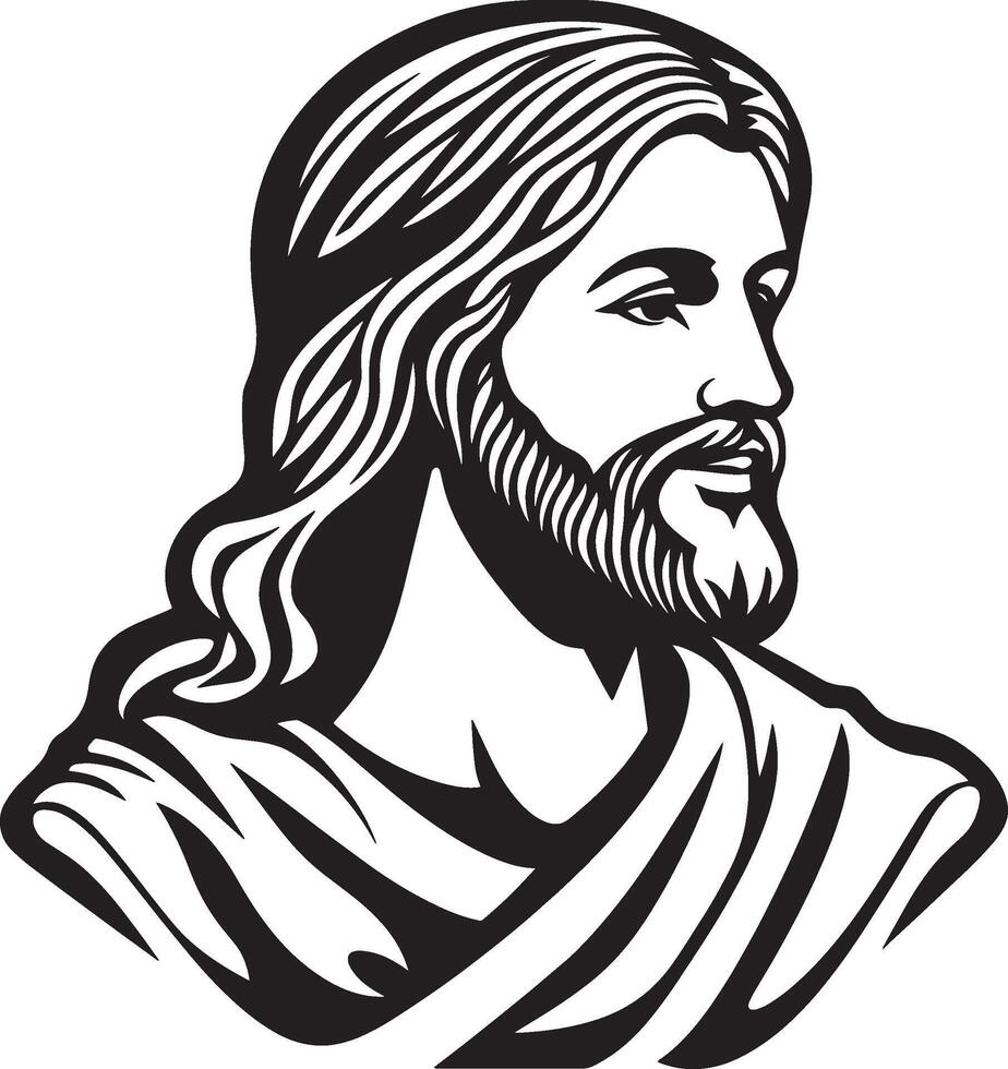 Jesus Christ clean simple icon outline black illustration vector