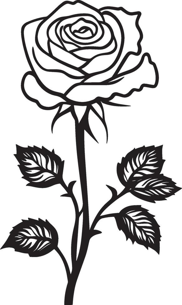 Rose clean simple icon outline black illustration vector