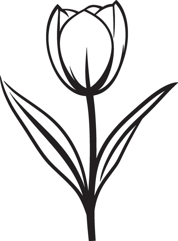 Minimalist black outline icon of a tulip flower vector