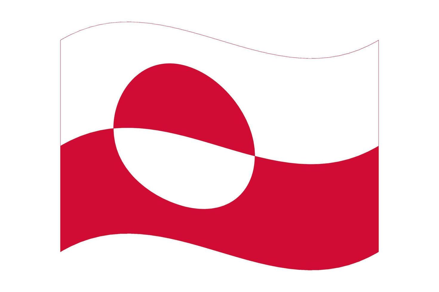 Wavy flag of Greenland, isolated on a transparent background. illustration. vector