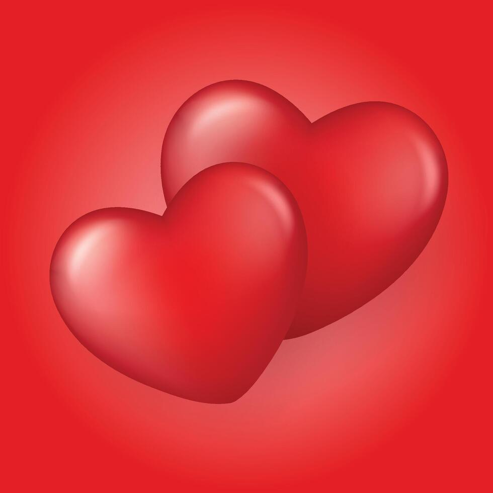Couple of hearts on a red background for Valentines Day. Day of lovers. illustration. vector