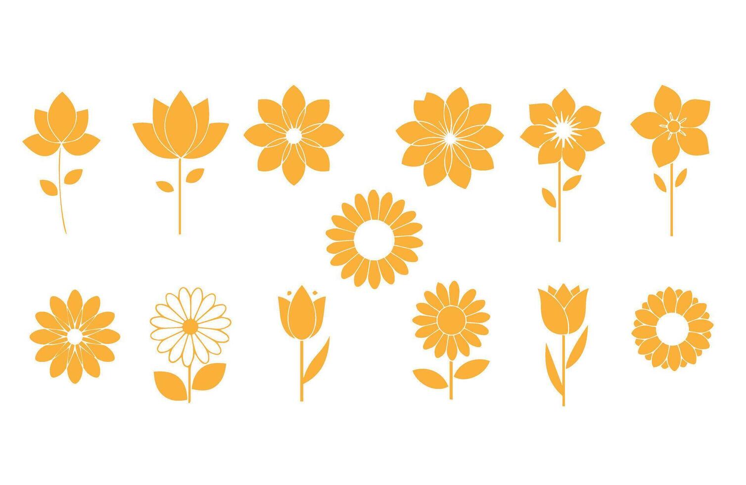 Minimalist flower set with organic shapes vector