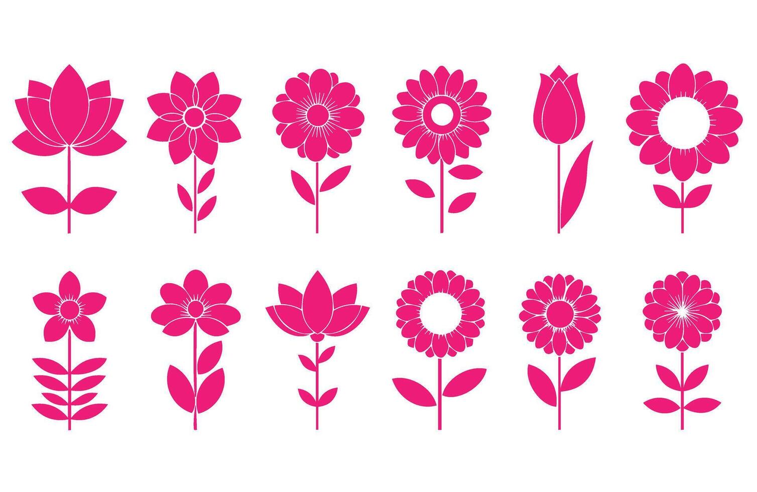 Beautiful flower set with soft details vector