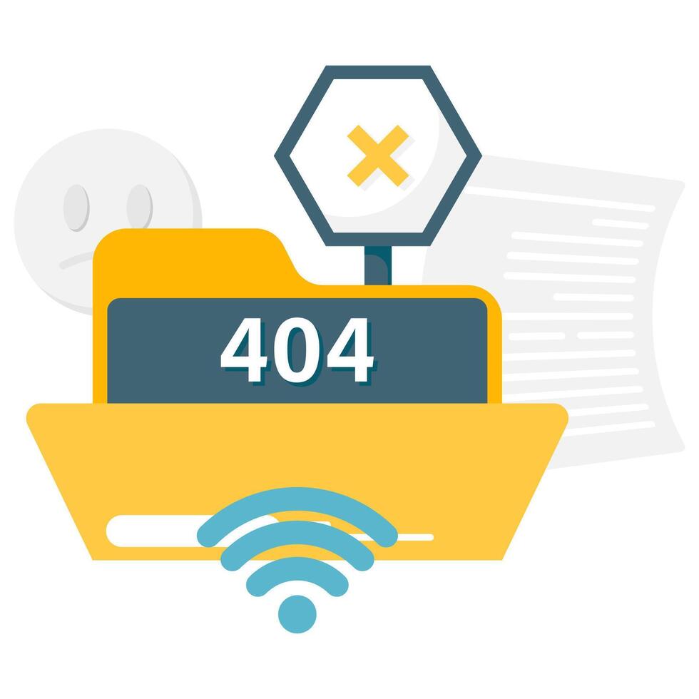 file not found, internet and network disruptions vector