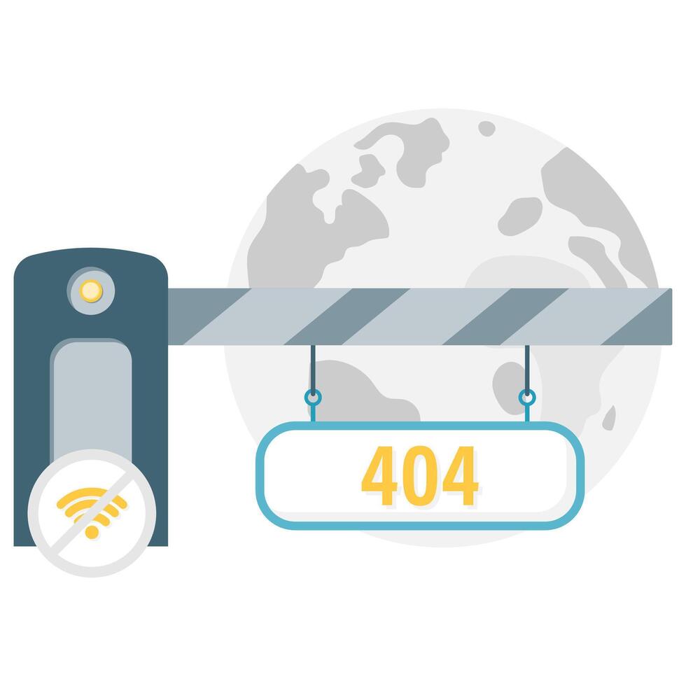 closed portal with code 404, internet and network disruptions vector