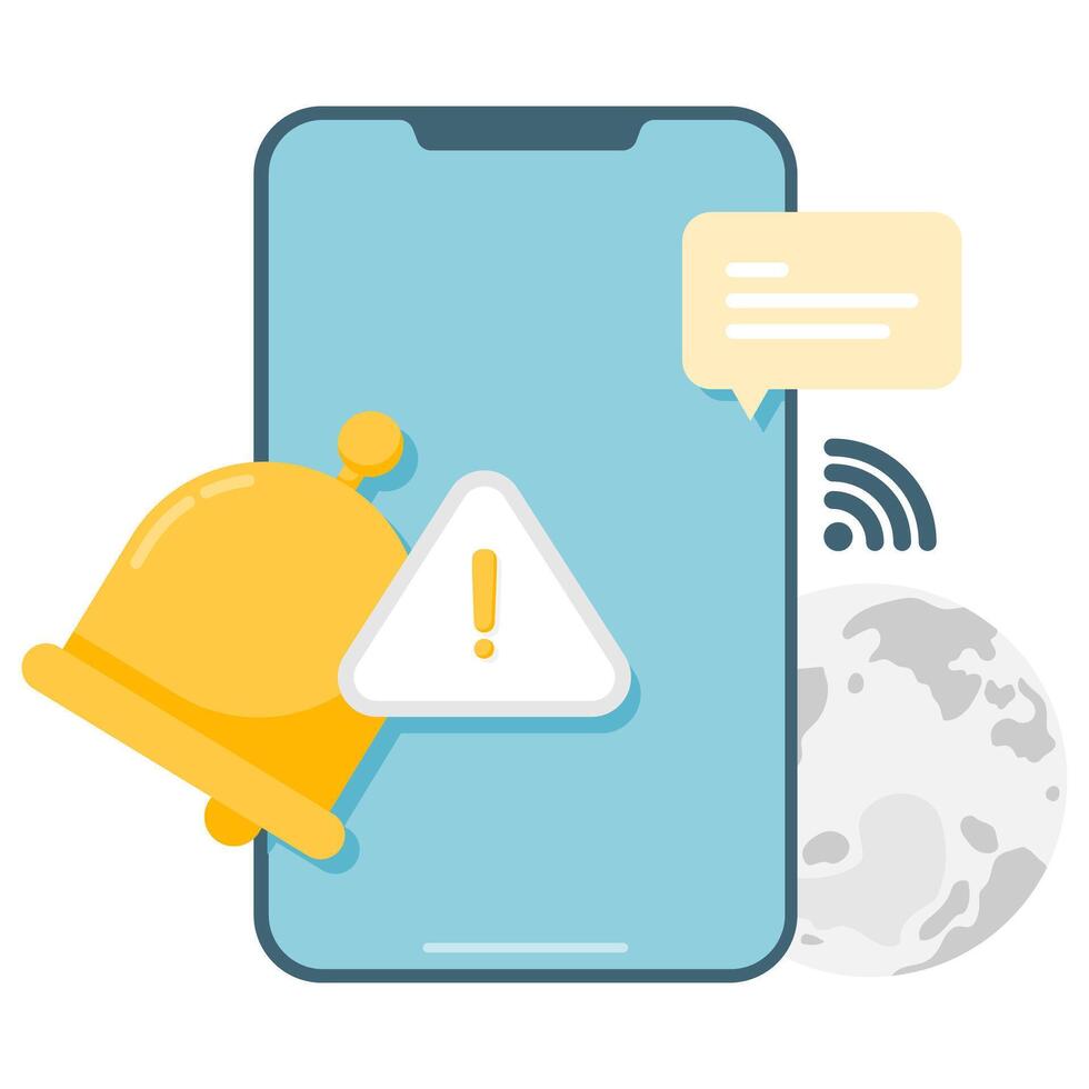 smartphone error notification, internet and network disruptions vector