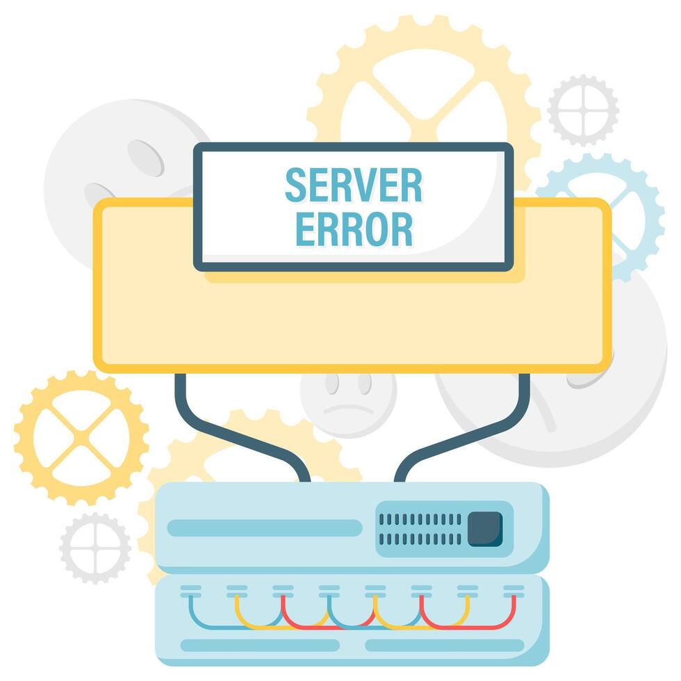 server error, internet and network disruptions vector